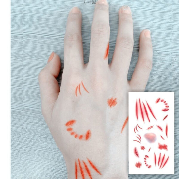 Wholesale Halloween tattoo paste simulation bleeding fake wound bite scar suture scar party bar makeup face paste factory
