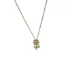 Titanium Steel Sweet Inlaid Zircon Sunflower Necklace