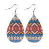 Wholesale Western Style Ethnic Totem Pattern Striped Leather Drop Shape Women's Earrings Cross Border