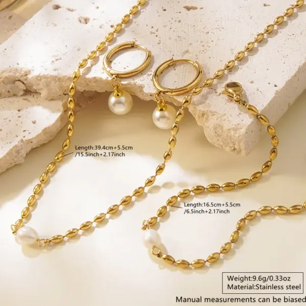 304 Stainless Steel Plastic Geometric Ion Plating (IP) 18K Gold Plated Streetwear Waterproof Non Tarnish Beaded Chain Multicolor-Golden Yellow Jewelry Set