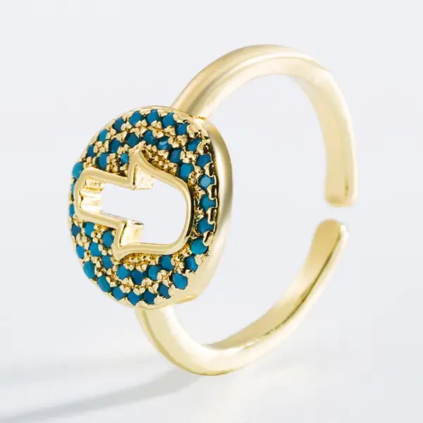 Fashion Hollow Devil's Eye Copper Plated 18k Gold Micro-inlaid Zircon Ring