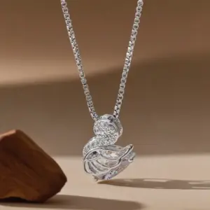 X08068 [Copper Pendant] Swan Box Chain Necklace - / Silver