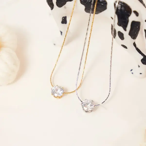 Wholesale Sweet Geometric Titanium Steel Plating Inlay Zircon Pendant Necklace