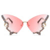 Wholesale Large Frame Diamond-encrusted Butterfly Sunglasses Retro Glasses Women's High-grade Sunglasses UV Protection