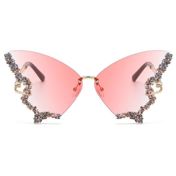 Wholesale Large Frame Diamond-encrusted Butterfly Sunglasses Retro Glasses Women's High-grade Sunglasses UV Protection