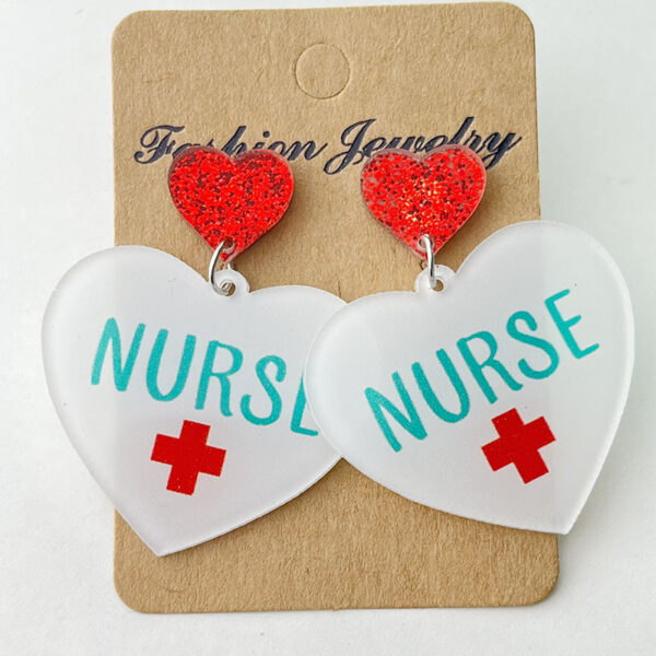 Wholesale Cross-border Amazon Supply nurse eardrops acrylic medical staff tablet stethoscope needle tube ECG earrings