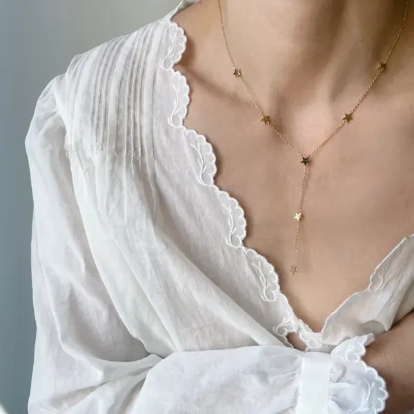 Wholesale Real Gold Plated Star 304 Stainless Steel Casual Waterproof Non Tarnish 304 Stainless Steel Pendant Necklace