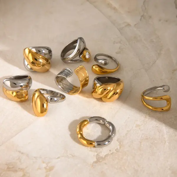 PVD Coated Real Gold Plated Geometric 304 Stainless Steel Glam Simple Style Classic Style Waterproof Non Tarnish Open Rings