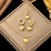 Wholesale Jewelry Elegant Classic Style Heart Shape 304 Stainless Steel Bracelets Earrings Necklace