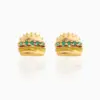 Wholesale Fashion Geometric Coke Hamburger Brass Inlaid Zircon Ear Studs 1 Pair