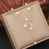 Wholesale 304 Stainless Steel Star Moon PVD Coated Shell 18K Real Gold Plated Casual Simple Style Waterproof Non Tarnish Pearl Inlay Bracelets Earrings Necklace