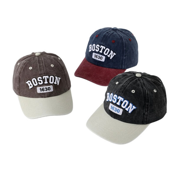 Wholesale Foreign trade chilen's hat BOSTON washed embroidered peaked cap spring and autumn boys and girls sun hat color matching baseball cap