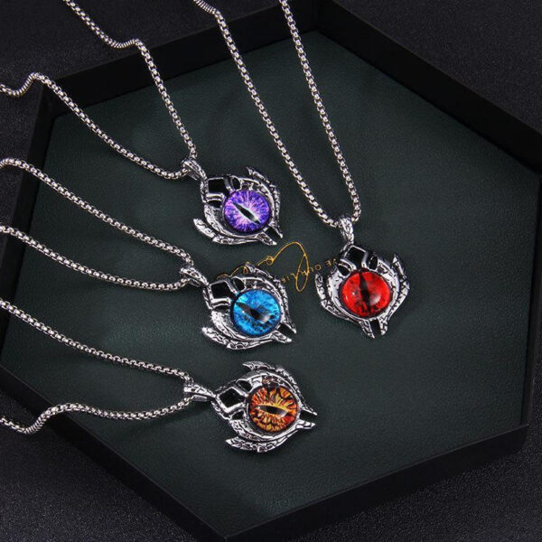 Wholesale Devil's Eye necklace European and American Tongtian evil men's titanium steel luminous eyes alternative trendy men's hip hop jewelry personality
