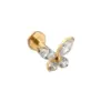 Wholesale 1 Piece Ear Cartilage Rings & Studs Hip-Hop Simple Style Commute Four Leaf Clover Flower Butterfly 304 Stainless Steel Inlay Zircon Ion Plating (IP) 18K Gold Plated Lip