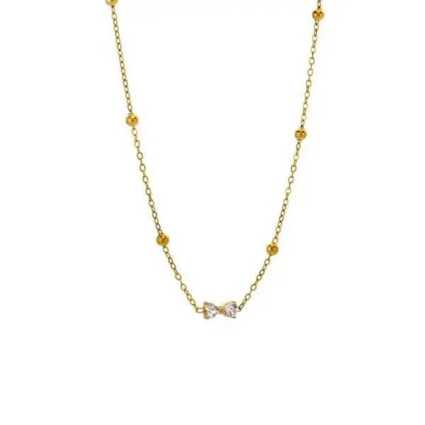 Luxurious Butterfly Knot Titanium Steel Necklace Women's Fashion Versatile Simple Clavicle Chain Jewelry Zirconia Pendant