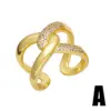 Wholesale Fashion Simple Style Commute Cross Copper Plating Inlay Zircon 18k Gold Plated Open Rings