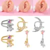 Wholesale 1 Piece Cute Star Moon Bear Plating Stainless Steel Ear Clips
