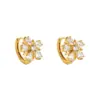 Fashion Flower Inlaid Zircon Copper Artificial Gemstones Earrings