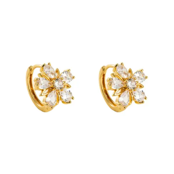 Fashion Flower Inlaid Zircon Copper Artificial Gemstones Earrings