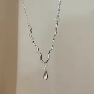 Silver Water Drop Wave Necklace