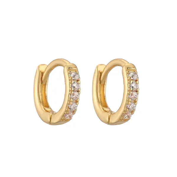 Wholesale 1 Pair Casual Simple Style Classic Style Round Plating Inlay Copper Zircon 18k Gold Plated Hoop Earrings