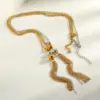Vacuum Electroplating (In Furnace) Plated 18K Real Gold Round Tassel Cute Tropical Style Sweet 304 Stainless Steel Electroplated Lobster Clasp Necklace