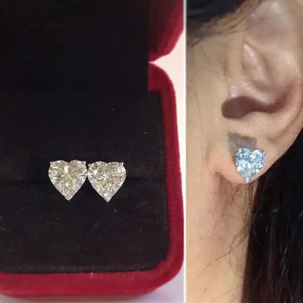 Wholesale Fashion Heart-shaped Zircon Simple Heart-shaped Copper Earrings