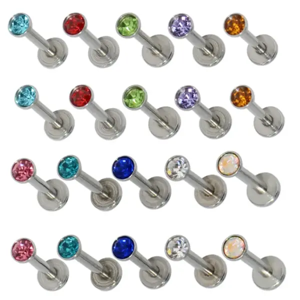 1 Piece Ear Cartilage Rings & Studs Hip-Hop Simple Style Round 304 Stainless Steel Inlay Rhinestones