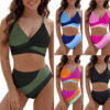 Wholesale Contrast Color 2 Piece Swimsuit Women's Strap Cross Bra Top Swimsuit Women's Beach Holiday Swimsuit Bikini suit