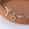 1 Piece Ear Cartilage Rings & Studs Sweet Shiny Heart Shape Copper Plating Inlay Zircon