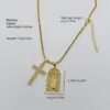 Wholesale Copper 18K Gold Plated Inlay Portrait Cross Zircon Pendant Necklace