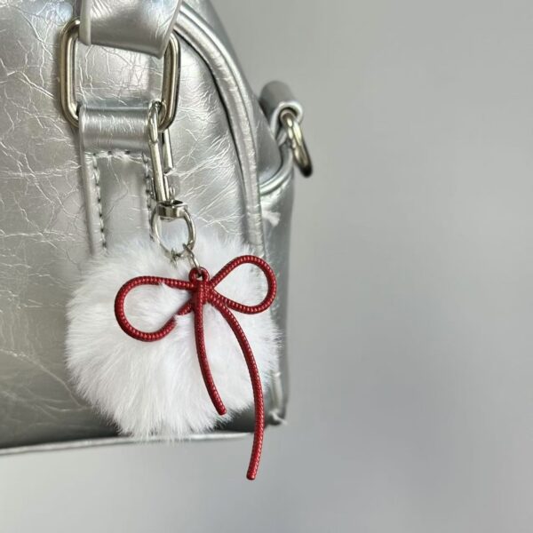 Wholesale South Korea Ins Winter Small Fur Ball Bow Pendant Vintage Y2K Red Millennium Spice Girl Bag Mobile Phone Hanging Accessories