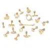 Copper Artificial Gemstones Ear Cartilage Rings & Studs Geometric Waterproof Non Tarnish Surgical Steel