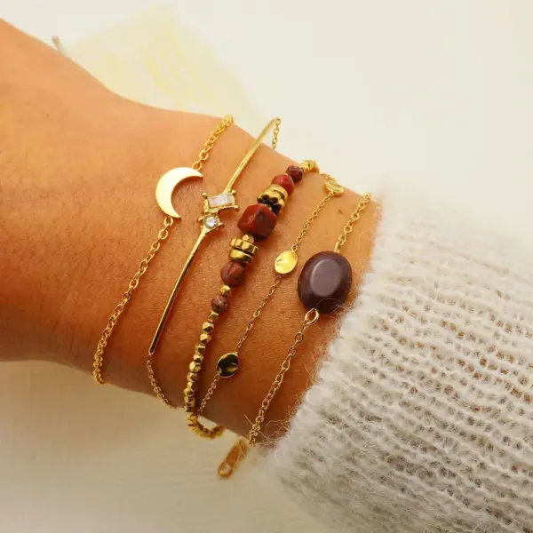 oly-5c4933574169e6acff6401be4bec95d9 Wholesale PVD Coated Real Gold Plated Geometric Titanium Steel Fashion Waterproof Non Tarnish Bracelets