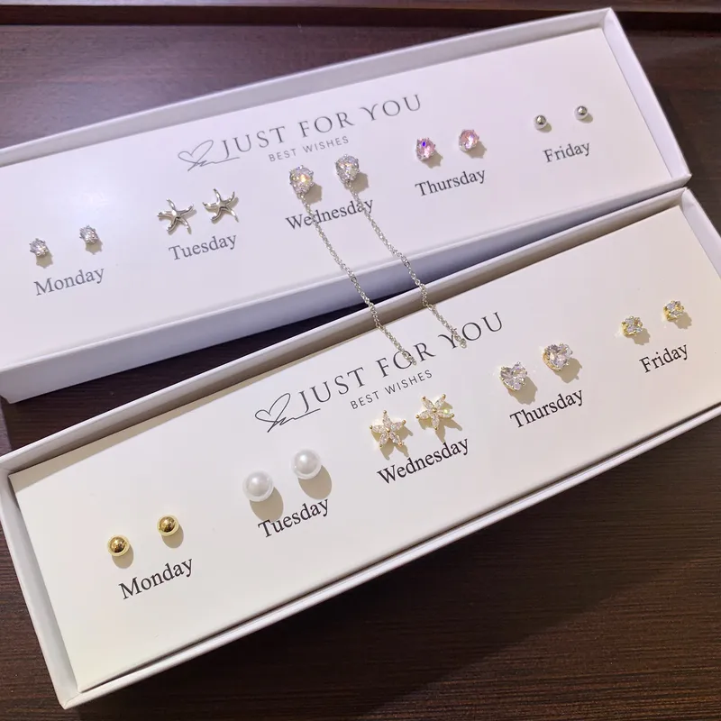 Wholesale 1 Set Cute Shiny Round Starfish Inlay Copper Artificial Pearls Zircon 14K Gold Plated Cartilage Earrings
