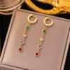 Wholesale PVD Coated Real Gold Plated 18K Gold Round Colorful 304 Stainless Steel Elegant Glam Waterproof Non Tarnish Bracelets Earrings Necklace
