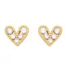 Fashion Heart Copper Artificial Gemstones 18k Gold Plated Earrings Ear Studs