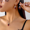 Wholesale Gothic Halloween Three-dimensional Blood-Dripping Heart Necklace Earring Set
