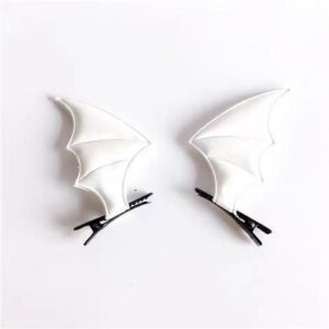 Pair of white devil wings hairpins