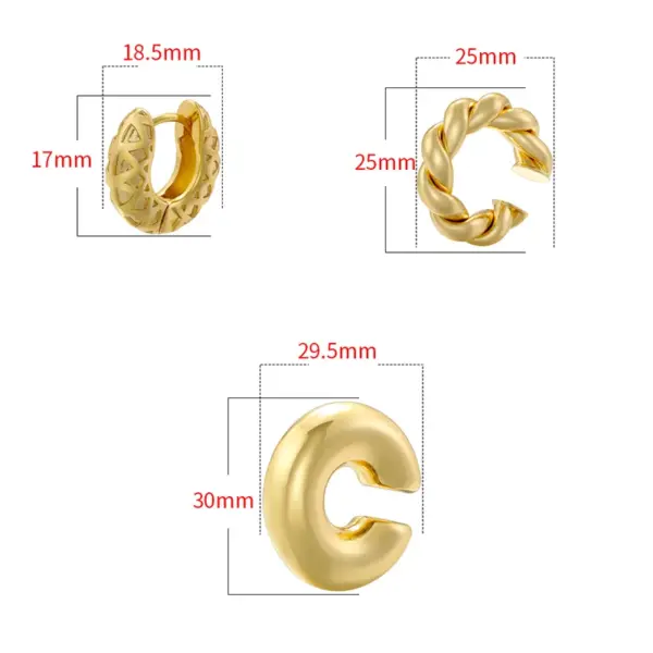 Wholesale 1 Pair Retro Simple Style C Shape Plating Copper 18k Gold Plated Earrings