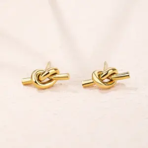 Wholesale 304 Stainless Steel Geometric PVD Coated 18K Real Gold Plated 18K Gold Simple Style Waterproof Non Tarnish Plating Gold Ear Studs