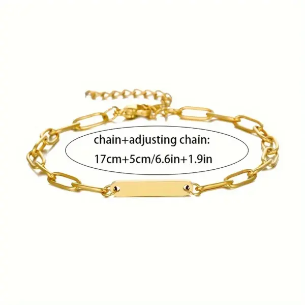 Wholesale 304 Stainless Steel Square Ion Plating (IP) 18K Real Gold Plated Simple Style Classic Style Waterproof Non Tarnish Paperclip Chain Bracelets