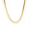 Wholesale PVD Coated Real Gold Plated 18K Solid Color 304 Stainless Steel IG Style Simple Waterproof Non Tarnish Double Layer Necklaces