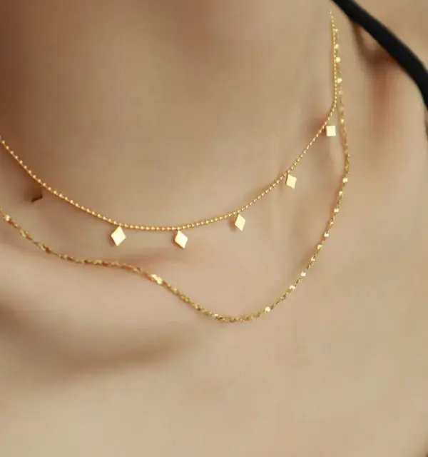 Wholesale Simple Style Geometric Titanium Steel Plating Layered Necklaces