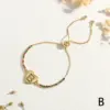 Wholesale Copper 18K Gold Plated Elegant Romantic Sweet Letter Heart Shape Inlay Zircon Bracelets