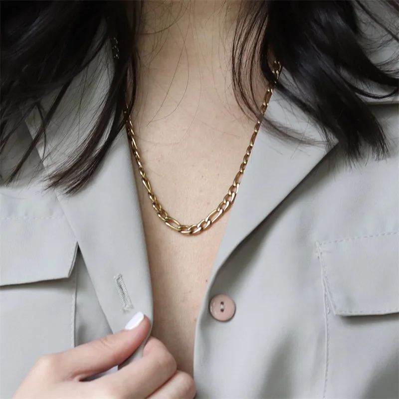 Wholesale PVD Coated 14K Gold Real Gold Plated U Shape Stainless Steel Fashion Waterproof Non Tarnish 304 Stainless Steel Necklace