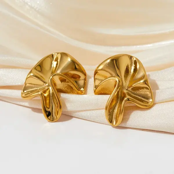 304 Stainless Steel Geometric PVD Coated Stone-Free Real Gold Plated 16K Gold White Gold Plated Gold Plating Elegant Waterproof Non Tarnish Irregular Plating Ear Studs