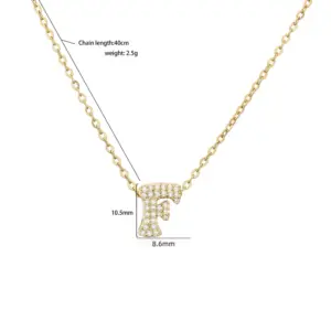 Simple Style Letter Copper Zircon Necklace In Bulk