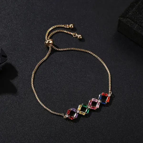 Wholesale 304 Stainless Steel Copper Gold Plated Casual Elegant Simple Style Drawstring Inlay One-Shaped Quadrilateral Bamboo Zircon Bracelets