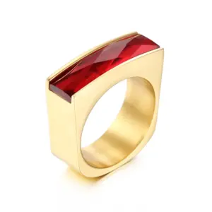 Wholesale 1 Piece Fashion Square Stainless Steel Plating Glass Rings